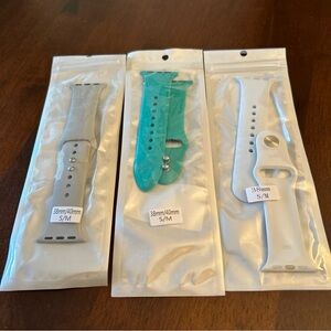 Lot Of 3 Sports Band For Apple Watch 38mm/40mm Grey White Teal Silicone